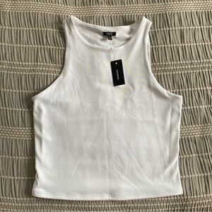 NWT Express Body Contour High Neck Cropped Tank White Medium Compression Basic